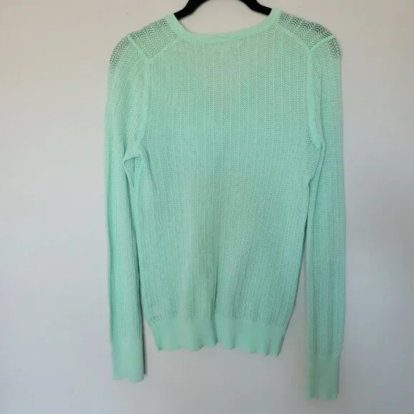 Victoria's Secret Lightweight Sweater Fitted Long Sleeve Green V Neck Size M - Picture 6 of 6